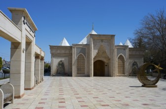 Historic building with Islamic architecture under blue sky, Istiklal Harbi Sehitleri Abidesi,