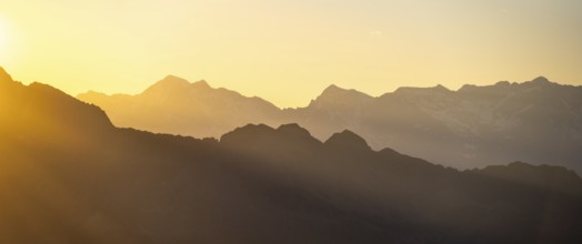 Sunset, mountain silhouette, Adamello-Persanell Alps, Trentino, Italy
