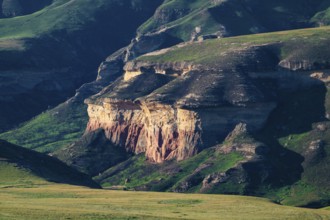 Mushroom Rock, grassland with sandstone cliffs and cliffs, landscape in Golden Gate Highlands