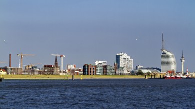 City with modern architecture and port in sunny weather, The City of Bremen