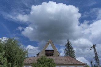 Bell tower at the abandoned fortified church, 16th century, Tobsdorf, Romanian Dupus,