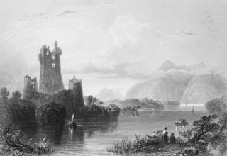 Ross Castle Ruins on Lake Lough Leane, Killarney, County Kerry, Ireland, Tranquil Atmosphere, Reed
