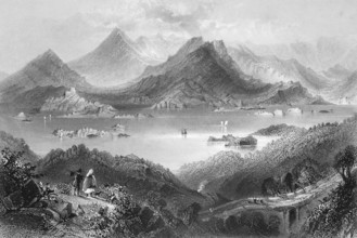 View of the village of Glengarriff, the rugged valley, County Cork, west coast, bay, Atlantic,