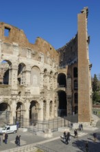 Partial view of the Colosseum Anfiteatro Flavio Amphitheatrum Flavium in modern times today with