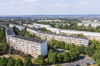 Aerial view of Gorbitz prefabricated housing estate, Dresden, Saxony, Germany