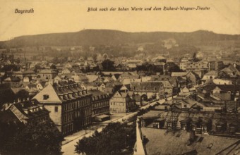 Historical postcard around 1910, Bayreuth, view of the Hohe Warte, Upper Franconia, Bavaria,