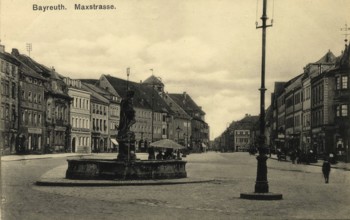 Historical postcard around 1910, Bayreuth, Maxstraße, Upper Franconia, Bavaria, Germany, digital
