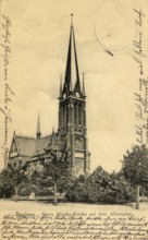Historical postcard around 1900, Bautzen, Maria Martha church on Albertplatz, Saxony, Germany,