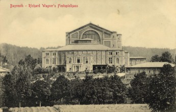 Historical postcard around 1899, Bayreuth, Festspielhaus Richard Wagner, Upper Franconia, Bavaria,