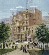 Historical illustration of the new building of Wilhelm Kurtz photography in New York, USA, 1880,
