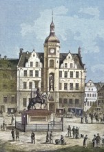 Historical illustration of the old town hall of Düsseldorf, Germany/Historical illustration of the