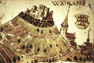 Weinsberg is a town in the district of Heilbronn, Baden-Württemberg, Germany. An early view of the
