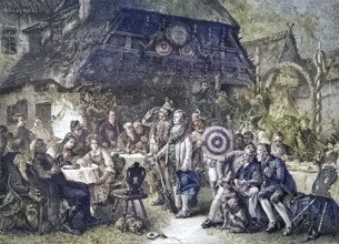 Schützen and the shooting king at a shooting festival in Hanover, Germany/Marksmen and the king of