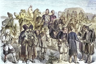 Historical illustration showing the uniforms of the Turkish army in 1875, Turkey/Historical