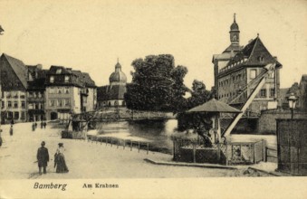 Historical postcard around 1900, Bamberg, Am Krahnen, Upper Franconia, Bavaria, Germany, digital