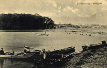 Historical postcard around 1900, Baldenburg, Bölzigsee, today Bialy Bor, city with seat of an urban