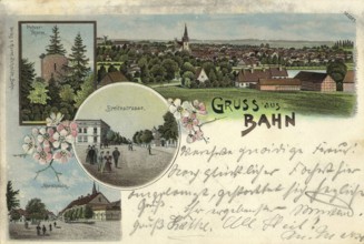 Historical picture postcard from around 1910, greeting from Bahn, today Banie, a village (former