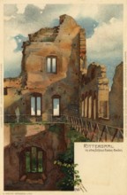 Historical postcard around 1910, Baden-Baden, castle, spa town in the Black Forest,