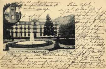 Historical postcard around 1910, Bad Bronn i.E, Badbronn, Alsace, German name for the health resort