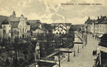 Historical postcard around 1910, Bad Wörishofen, Kneippstraße and casino, Unterallgäu district,