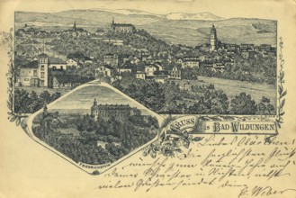 Historical postcard around 1910, Bad Wildungen, Waldeck-Frankenberg district, Hesse, Germany,