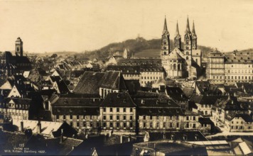 Historical postcard around 1900, Bamberg Cathedral, Upper Franconia, Bavaria, Germany, digital