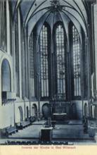 Historical postcard around 1910, Bad Wilsnack, church interior, country town and a historic
