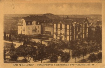 Historical postcard around 1910, Bad Wildungen, Pensionshaus Helenenheim and Volkshstätte,