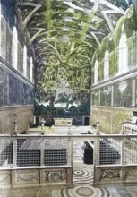 Historisches Foto (ca 1880) der Sixtinischen Kapelle, Rom, Vatikan, Italien / Historical photo of