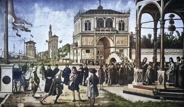 Historisches Foto (ca 1880) von König Agrippinus, Gemälde von Vittore Carpaccio, Venedig, Venezia,