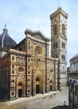Historisches Foto (ca 1880) der Kathedrale von Florenz, Toskana, Italien / Historical photo of
