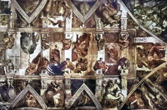 Historical image of A section of the Sistine Chapel ceiling, Vatican, Rome, Italy/Historical image