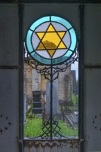 Colored window in a grave of the first Jewish mayor Dr. Eduard Reiss in Czernowicz, 1850-1907,