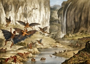 Great Moon Hoax of 1835, about the supposed discovery of life on the Moon, published in The Sun, a