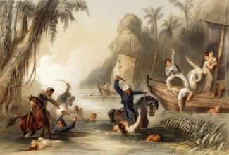 The Bibighar Massacre, on 27 June 1857, siege of Cawnpore or Kanpur, Indian rebellion of 1857