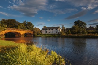 Callander, Pertshire, Scotland, UK. The red bridge over the river Teith