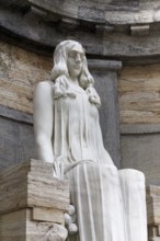 Seated marble female figure by sculptor Karl Janssen, burial place of the Henkel family of