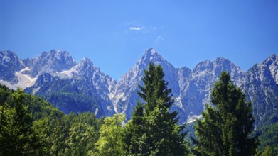 Mountains with green forests and rocky peaks, Slovenia