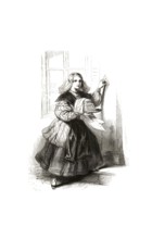 Types from Holland around 1841, Het Wafelmeisje, waffle girl, girl or a young woman selling waffles