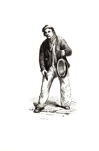 Types from Holland around 1841, De Omroeper, the announcer, the speaker, Netherlands, authentic,