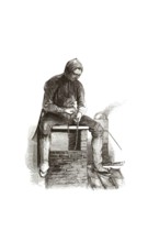 Types from Holland around 1841, De schoorsteenveger, chimney sweep, Netherlands, authentic,