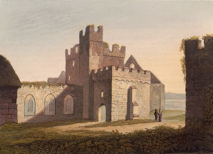 Cathedral in Peel Castle, Cashtal Phurt-ny-Hinshey in Manx, castle ruins in Peel on the British