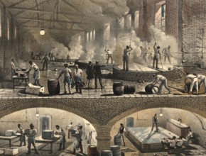 Industrial plant around 1890, soap production, soap production, authentic, digitally restored
