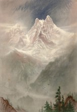 The Dent du Midi around 1860, mountain range in the Chablais Valaisan Alps, northwest of Martigny