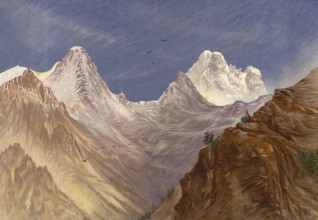 Monte Viso, seen from Col de la Croix, around 1860, the highest peak in the Cottian Alps. It is