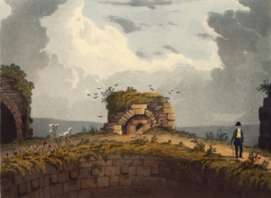 Furnace on the summit of Coningsborough Castle, medieval castle ruins in the village of Conisbrough