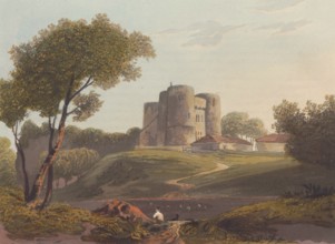 Saltwood castle, around 1860, medieval fortress near Hythe in Kent, England, authentic, digitally