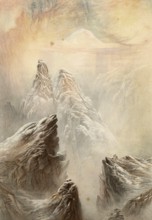 Mont Blanc, Monte Bianco, highest peak in the Alps, view from Col d'Anterne, around 1860, France,