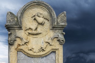 Relief of a Levite pot on a tombstone, Jewish cemetery, since 1866, Czernowicz, Bukovina, Ukraine