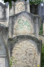 Tombstone with fabulous reliefs of various Jewish symbols, Jewish cemetery, since 1866, Czernowicz,